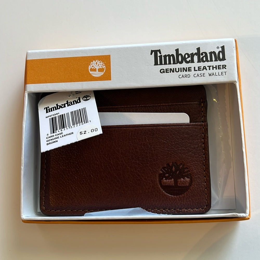 Timberland genuine leather brown card case wallet
